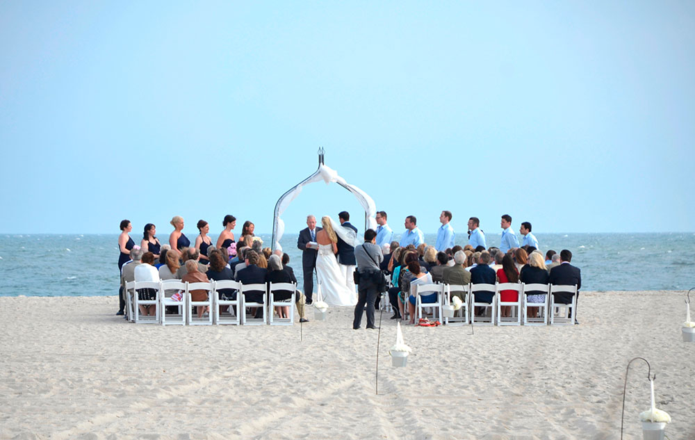 A wedding ceremony on the beach in Cape May