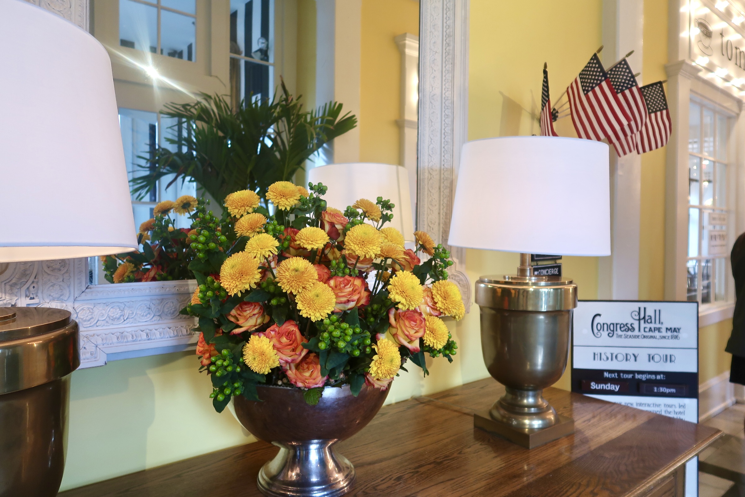 Fall bouquet flow display at Congress Hall