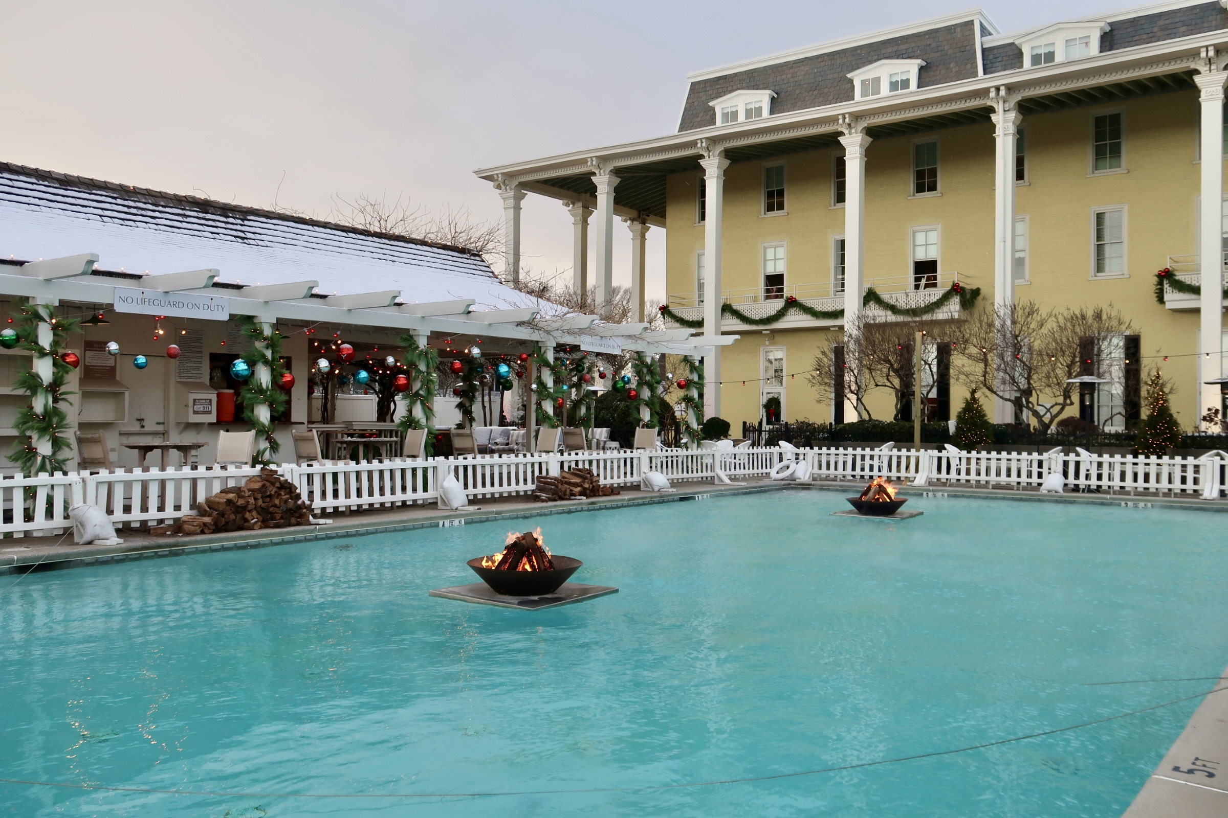 Fire pits on Congress Hall pool