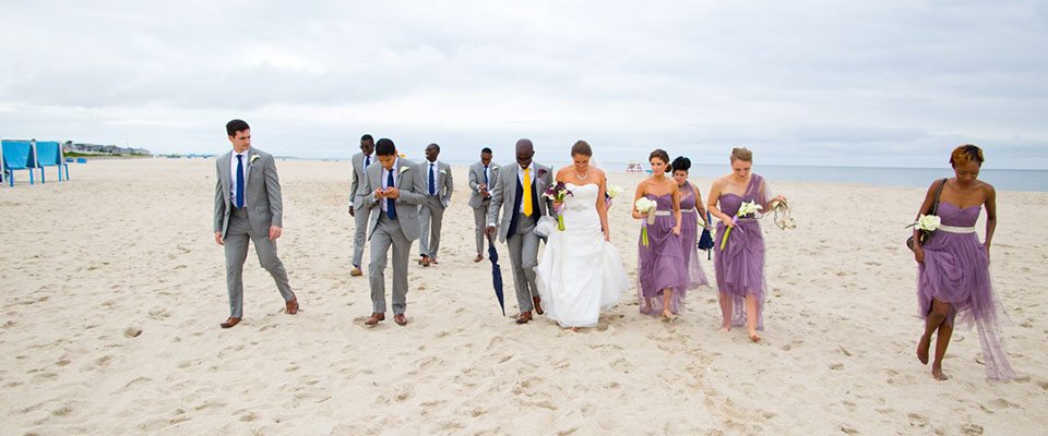 A wedding party on the Cape May beach