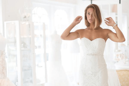 Woman in bridal gown